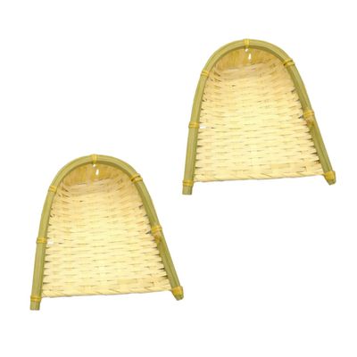 SOPOTUTU 2pcs Woven Dustpans Decorative Artware for Home Handicraft Background Props Natural Material Unique Rustic Design for Photography Settings
