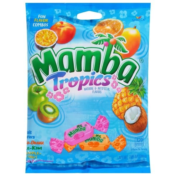 Mamba, Tropics Fruit Chews Fun Flavor Combos, 7.05 Ounce