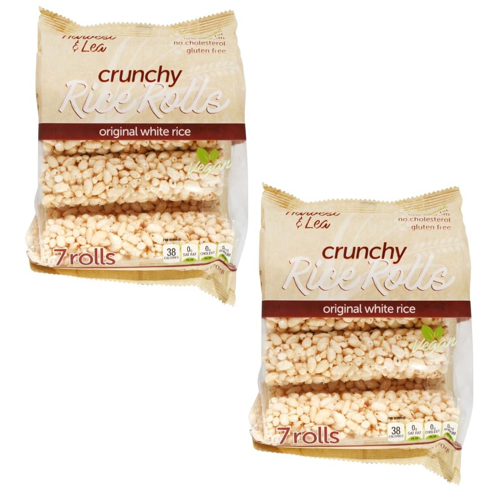 Harvest & Leaf Natural Crunchy Rice Rolls Original White Rice Healthy Snack 7 Rolls 2.5 oz (70 g) (Pack of 2)