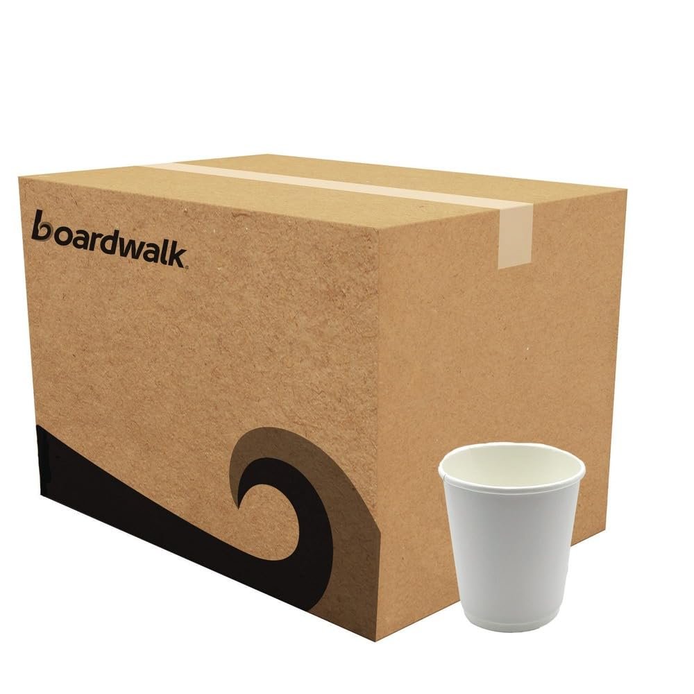 Boardwalk BWKDW8HCUPPK 8 oz. Double-Walled Paper Hot Cups - White (25/Pack)