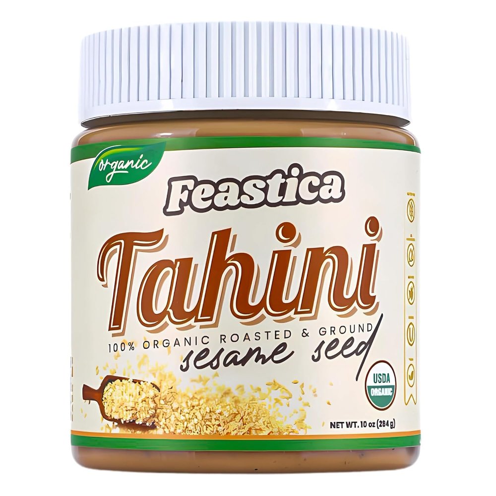 FEASTICA USDA Organic Tahini, 10 oz 100% Organic Sesame Paste, Gluten-Free, Non-GMO, Vegan, Keto-Friendly (Pack of 1))