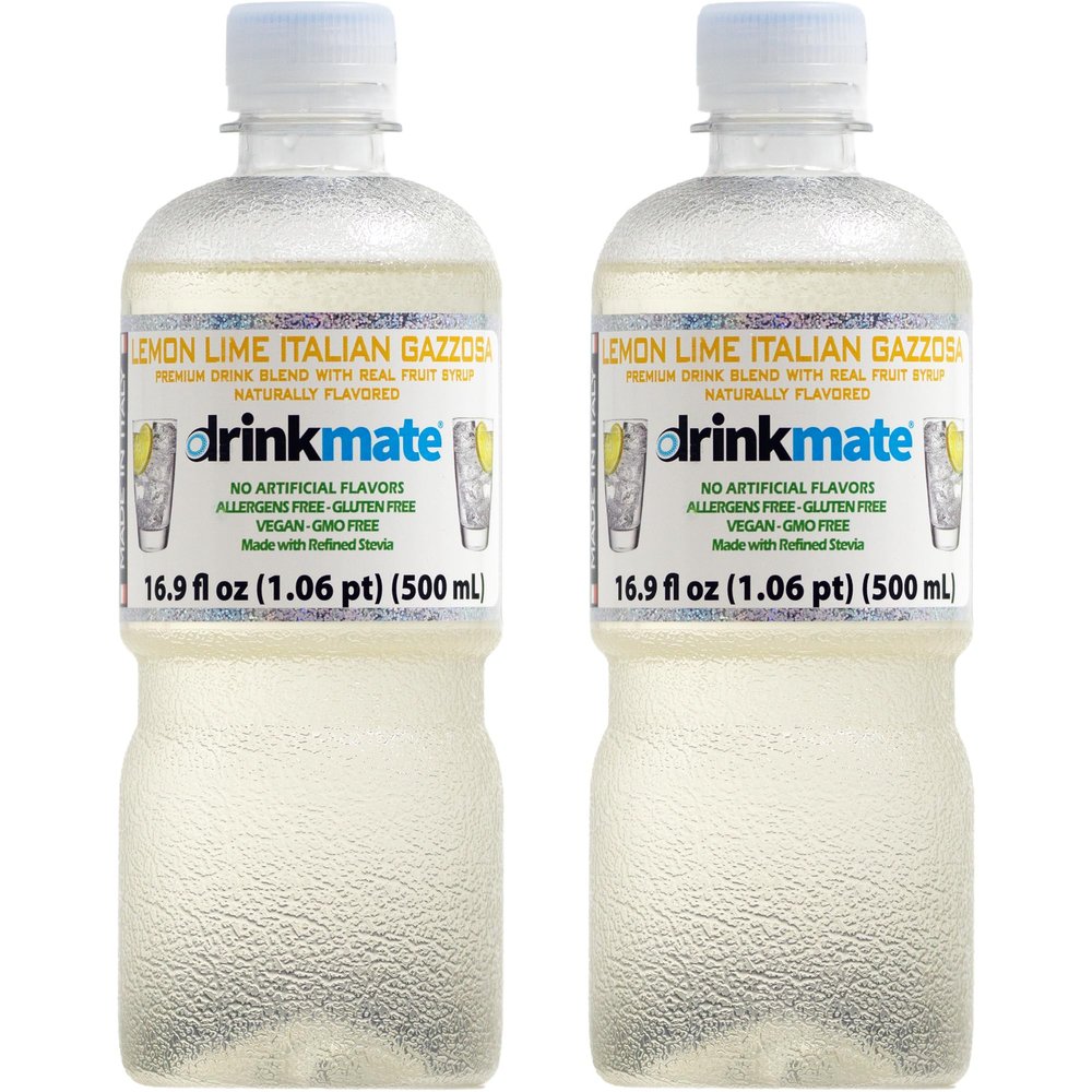 Drinkmate Lemon Lime Gazzosa Premium Italian Drink Mix | Contains 88% Real Fruit Juice (16.9 fl. oz., Pack of 2)
