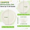 Havawish 150 Pcs White Compostable Paper Plates and Bowls Set 7 Inch 9 Inch Disposable Plate 12oz Biodegradable Bowls for Party Dinner Bulk Party Supplies view 2