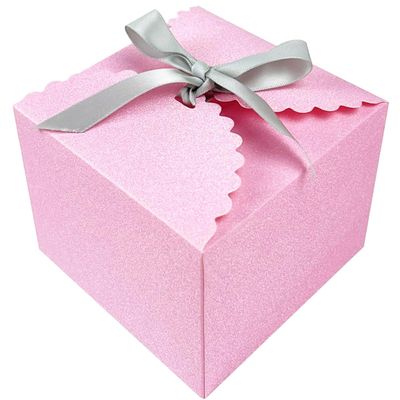 15PCS Small Gift Boxes, Pink Gift Box with Grey Ribbon Wedding Favor Boxes Fancy Gift Boxes with Lids for Women Anniverary,Birthday,Party,Homemade Chocolate Cookie, 4.7x4.7x3.5 inch(L,Pink)