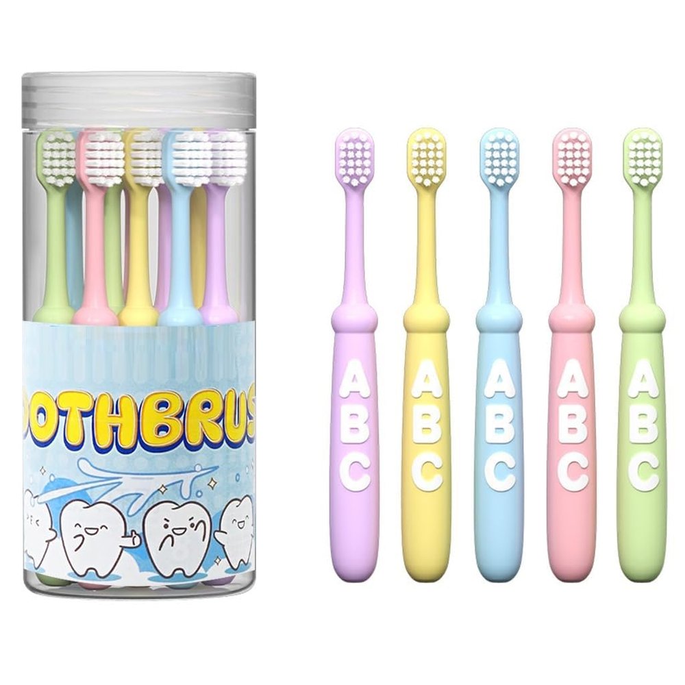 10pcs Kids Toothbrush Soft Bristle Toothbrush for Kids Colorful Letter Rubberized Handle 6-12 Years Old Boys and Girls