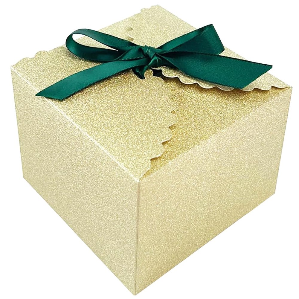 15PCS Small Gift Boxes, Gold Gift Box with Jasper Ribbon Wedding Favor Boxes Fancy Gift Boxes with Lids for Anniverary,Birthday,Party,Homemade Chocolate Cookie, 4.7x4.7x3.5 inch(L,Gold)