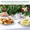 4.7 Bamboo Disposable Tongs with 100 Toothpicks, Natural Green Serving Tongs for Home, Buffet, and Catering Use view 3