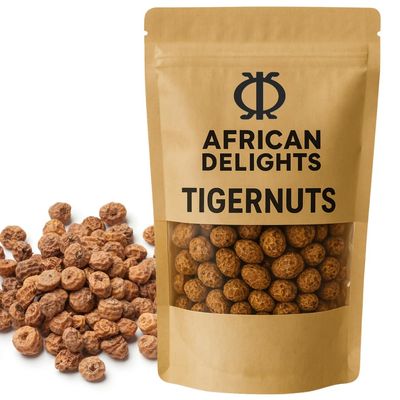 African Delights Organic Tiger Nuts Snack | Healthy Snacks | Gluten-Free, Vegan-Friendly | Fresh Tigernut Snack | Protein-Rich Superfood | 16oz
