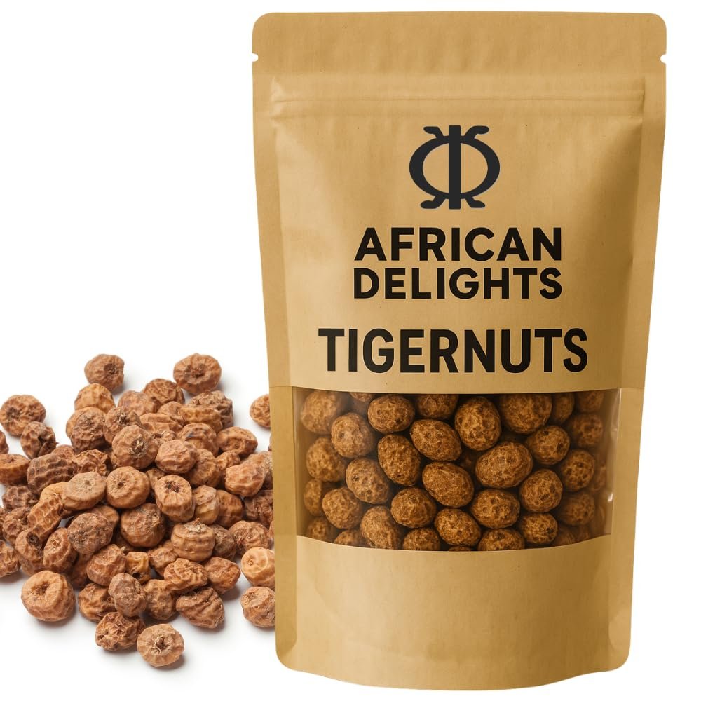African Delights Organic Tiger Nuts Snack | Healthy Snacks | Gluten-Free, Vegan-Friendly | Fresh Tigernut Snack | Protein-Rich Superfood | 16oz