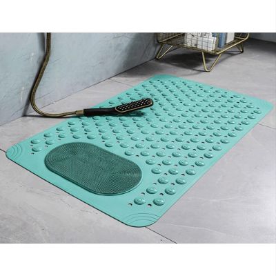 Bathroom Mat Bathroom Suction Cup Mat for Massage Hotel Shower Room(Green,80x80cm)