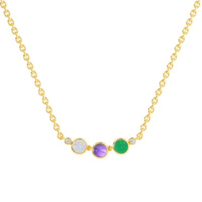 ABSHEL Moonstone, Amethyst & Green Onyx Necklace for Women - 18K Gold Vermeil, Certified S925 Classic Statement Necklace Gold Jewelry for Women - Mothers Day Gifts for Mom Wife