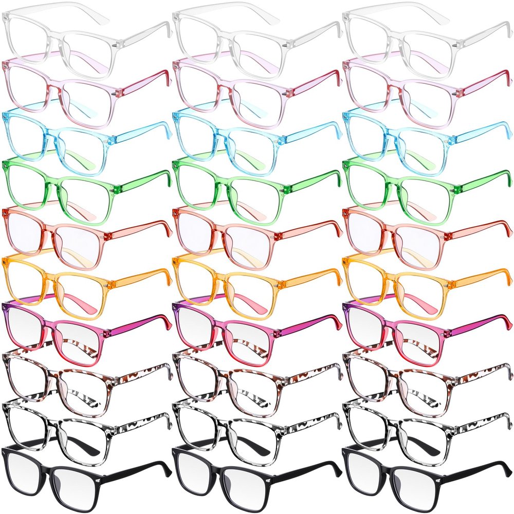 Jerify 30 Pack Blue Light Glasses for Woman Men, 10 Colors