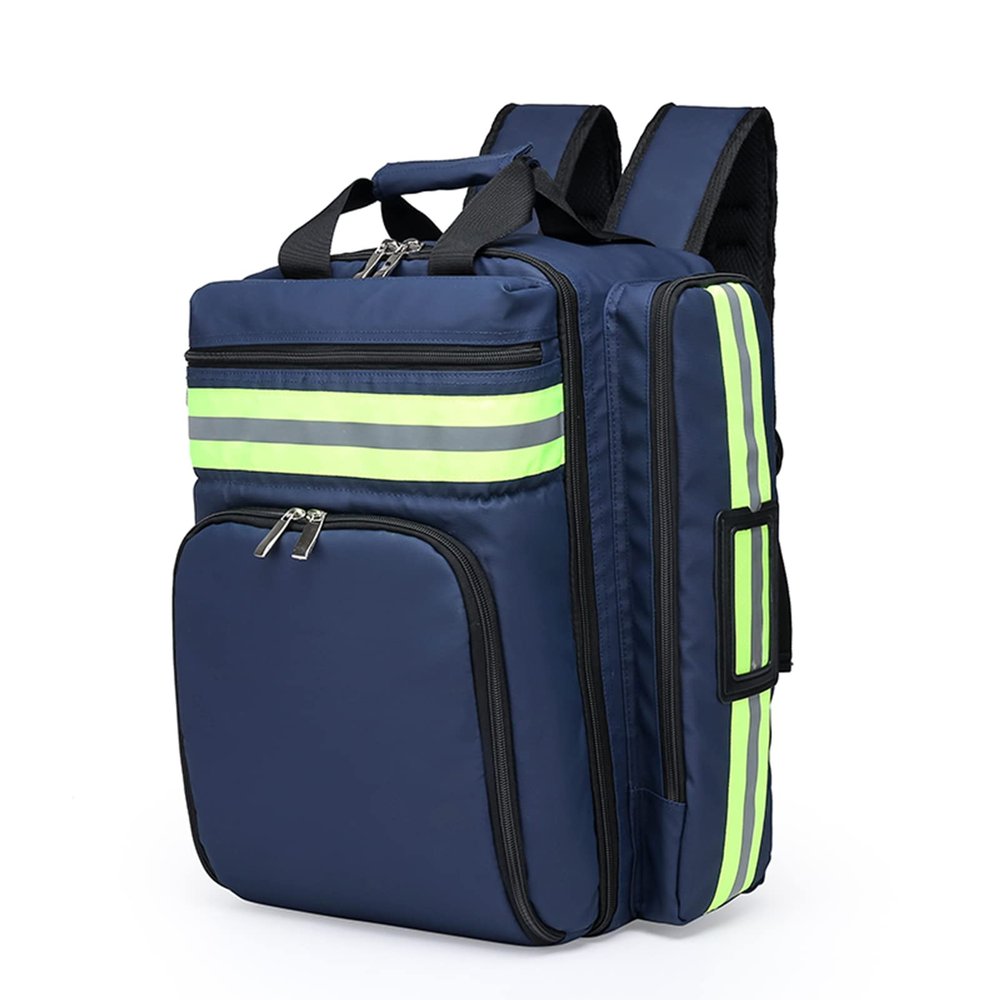 IOCCIOBB First Aid Bag Empty, Professional Supplies Haversack Bag First Aid Kits Bag with Inner Dividers for Home Health Nurse, Community Care(Navy Blue)