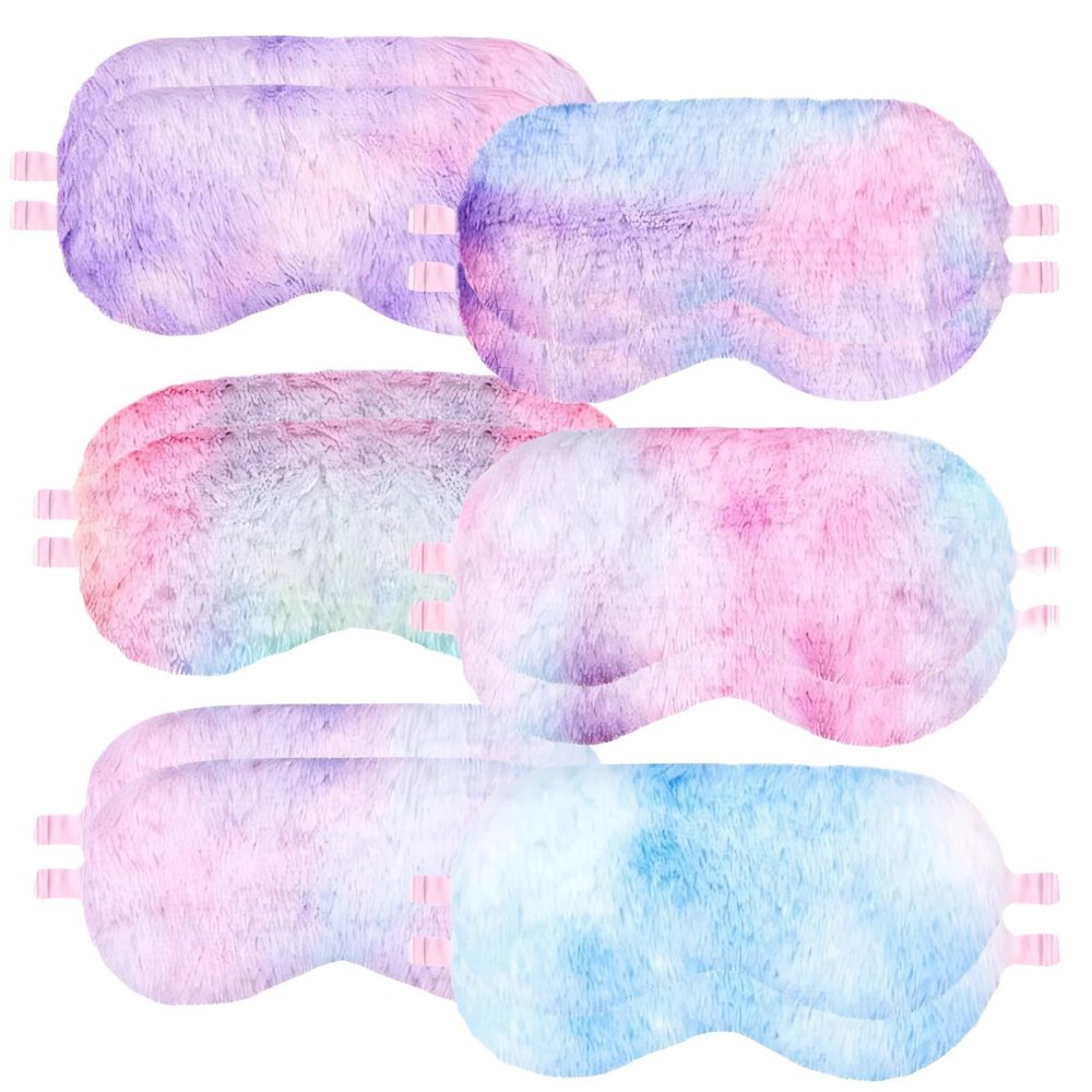 12-Pack Colorful Tie-Dye Plush Sleep Masks For Women & Girls, Pattern Eye Covers, Ideal For Party Favors, Travel, And Rest