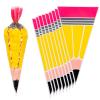 FOIMAS 120pcs Back to School Cellophane Treat Bags,Pencil Shaped Candy Goodie Bags Cookie Bag for Back to School Teacher Appreciation Party Favor view 1