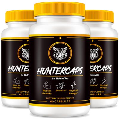 (3 Pack) Hunter Caps for Men Official HunterCaps, Premium Support for Peak Performance, Energy Levels and Lasting Stamina, Made with All-Natural Ingredients, Easy-to-Swallow ME Pills (180 Capsules)