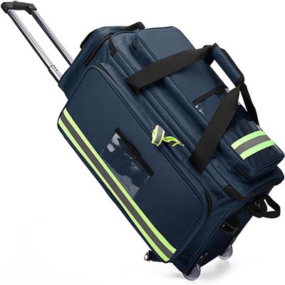 IOCCIOBB Large Capacity Trolley Box Type First Aid Kit, Professional Multi-Functional Trauma Bag, Portable Emergency Survival(Blue)