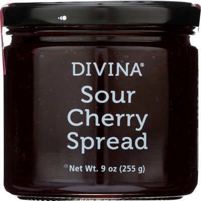 Divina Sour Cherry Spread, May Contains Pits, Zero Trans Fat, Cholesterol Free, 9 Ounces (Pack Of 12)