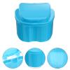 Anneome Denture Box with Hanging Net Container for Easy Cleaning and Storage Light Blue Case for False Teeth Portable and Convenient for Home Travel Use view 3