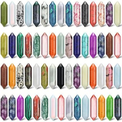 50PCS Heart Shaped Stones, 0.8 Inch Natural Heart Love Worry Stones, Bulk Chakra Healing Crystal Set for Balancing Reiki Healing Meditation Massage Energy Yoga and Home Decoration