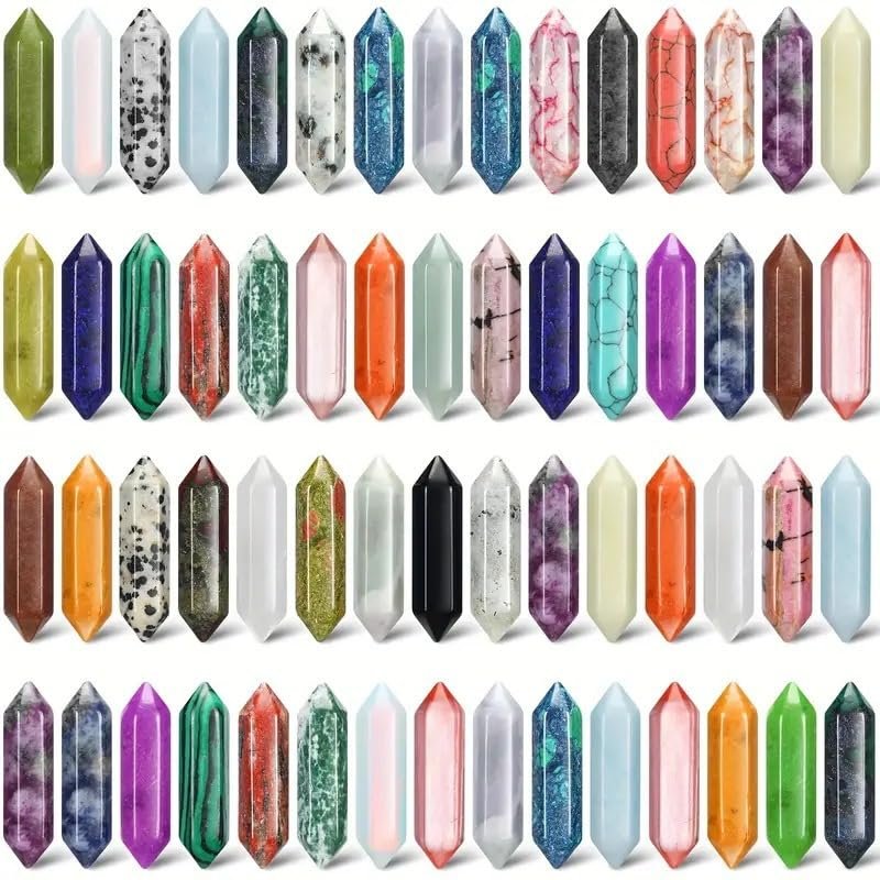 50PCS Heart Shaped Stones, 0.8 Inch Natural Heart Love Worry Stones, Bulk Chakra Healing Crystal Set for Balancing Reiki Healing Meditation Massage Energy Yoga and Home Decoration