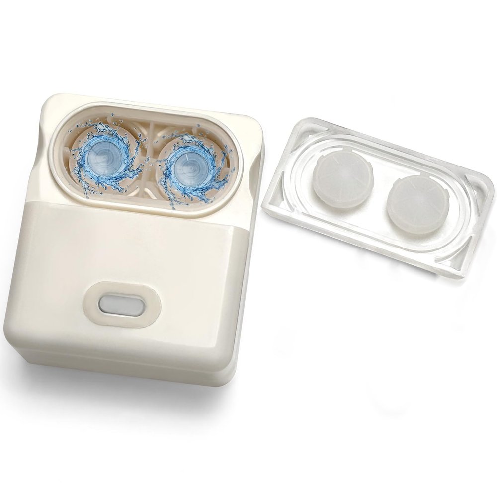 Contact Lens Cleaner Machine for RGP only Ortho-K Lens Cleaning Machine, Automatic Dual Chamber Washer for RGP and Orthokeratology Lenses, White