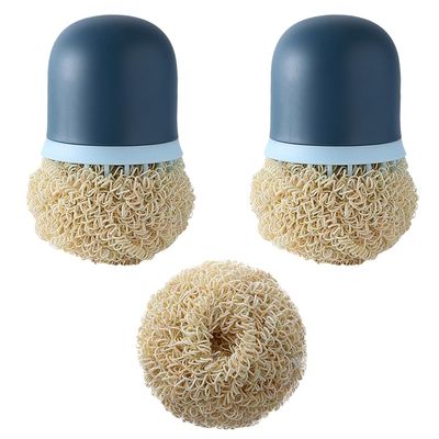 Cleaning Brushes, 3Pcs Stainless Steel Scouring Balls with Replaceable Brush Head, Steel Wool Cleaning Ball for Pots, Pans, Dishwashing & Kitchen Cleaning Tools Accessories