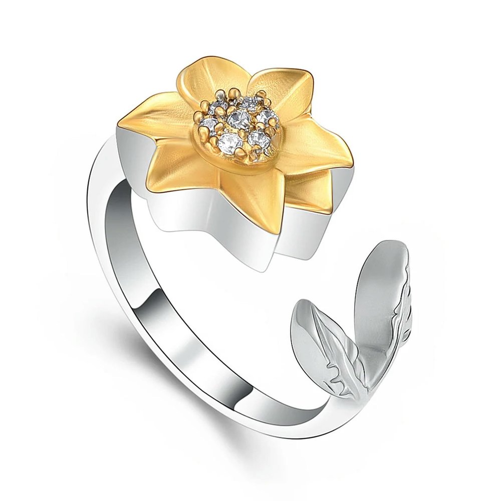 Bague funraire en Forme de tournesol Pour cendres, Souvenir en Acier inoxydable, Pour Femme-9
