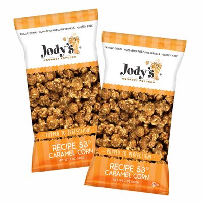 Jodys Gourmet Popcorn Recipe 53 Caramel Corn x2 (7 oz Each Bag) Sweet Buttery Caramel Popcorn Handcrafted Snack Perfect for Movie Nights, Parties, Gifting, and Celebrations