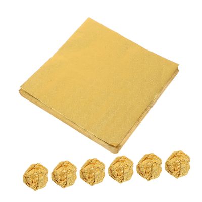 Unomor 200pcs Foil Wrapping Paper Gold Tissue Paper for Edible Leaf Foil Aluminum for Candy Treats