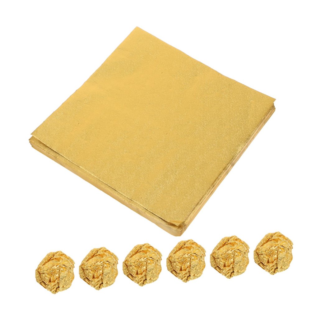 Unomor 200pcs Foil Wrapping Paper Gold Tissue Paper for Edible Leaf Foil Aluminum for Candy Treats