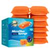 SCRUBIT Reusable Sponges for Dishes - 12 Pack Microfiber Sponges Kitchen Dish Scrubber, Machine Washable & Non-Scratch Scrubbers (Orange) view 1
