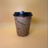 16OZ Brown Design Paper Hot Cups with Black Dome Lids for Coffee, Disposable Cups (300) view 1