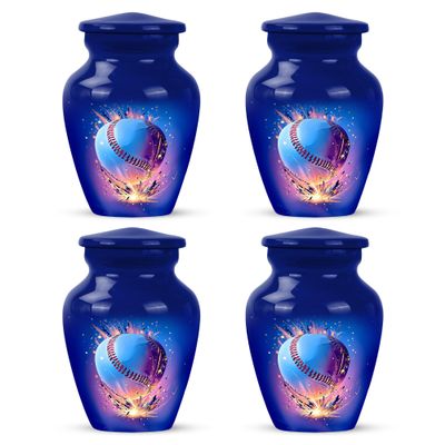 Yatskia Baseball Cremation Little Funeral Urns for Human Ashes Adult Brother and Father, Small Cremation Urn for Ashes Adult, (Classic Pack of 4, 3 Inch)