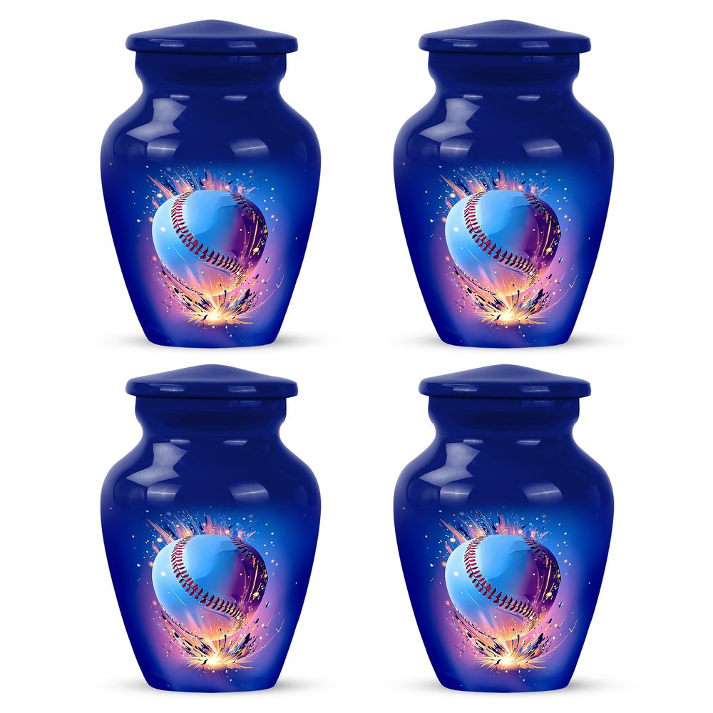 Yatskia Baseball Cremation Little Funeral Urns for Human Ashes Adult Brother and Father, Small Cremation Urn for Ashes Adult, (Classic Pack of 4, 3 Inch)