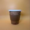 16OZ Brown Design Paper Hot Cups with White Flat Lids and Sleeves for Coffee, Disposable Cups (1000) view 1