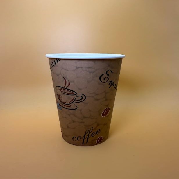 16OZ Brown Design Paper Hot Cups for Coffee, Disposable Cups (1000)