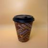 20OZ Brown Design Paper Hot Cups with Black Dome Lids for Coffee, Disposable Cups for Drinks (500) view 1