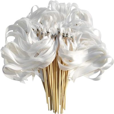 100 Wedding Wands with Glitter Sequin Ribbons for Celebrations, Party Favors, Wedding Farewells