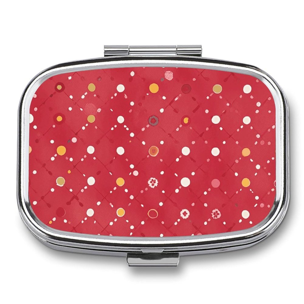 Red Polka Dot Travel Pill Organizer A Daily Pill Box for Supplements 2 Compartment Pill Case Convenient for Carrying and Storing Medicines Box