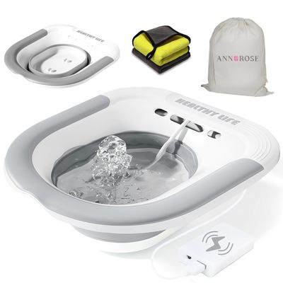 Electric Sitz Bath for Toilet,Sitz BathPortable and Collapsible Sitz Bath Tub for Hemorrhoids & Postpartum Care, Wide Seat for Home Use(Grey)