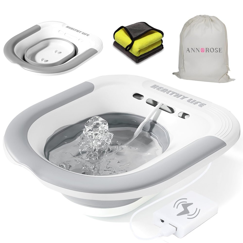 Electric Sitz Bath for Toilet,Sitz BathPortable and Collapsible Sitz Bath Tub for Hemorrhoids & Postpartum Care, Wide Seat for Home Use(Grey)