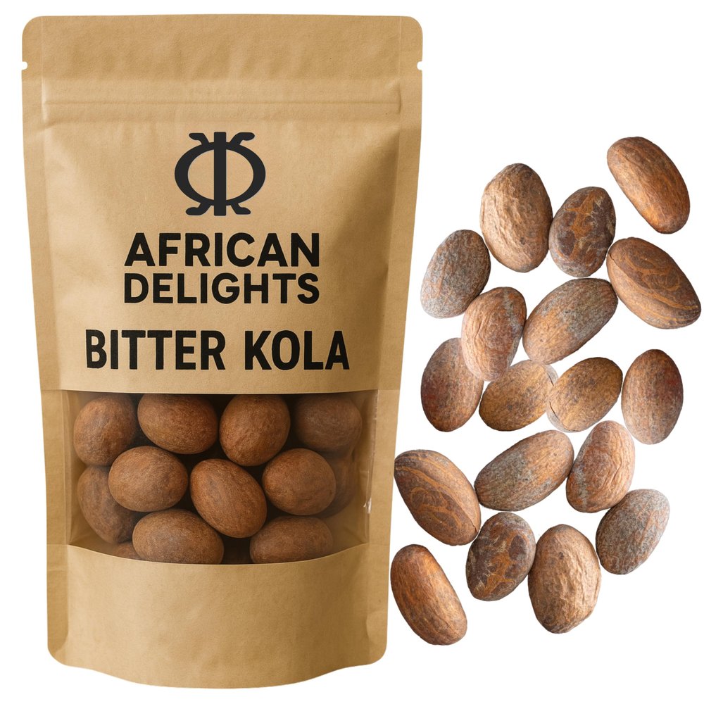 African Delights Bitter Kola Nuts|Whole Raw Garcinia Kola Seeds from Africa | Natural Traditional Food | Ideal for Chewing or Brewing as Herbal Tea | Pure and Naturally Dried | 12oz Pack