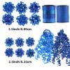 DYSHIPEN 16 Pcs Gift Bows,Bows for Gift Wrapping and Presents,2 Crimped Curling Ribbons,2 Curly Bows,Christmas Bows,for Parties, Birthdays, Weddings. (Blue, 3.5in+2.5in) view 2