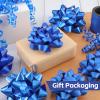 DYSHIPEN 16 Pcs Gift Bows,Bows for Gift Wrapping and Presents,2 Crimped Curling Ribbons,2 Curly Bows,Christmas Bows,for Parties, Birthdays, Weddings. (Blue, 3.5in+2.5in) view 4