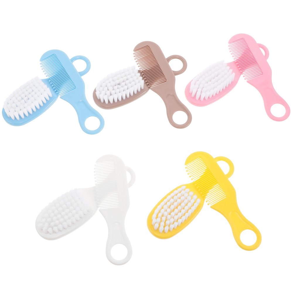 Beaupretty 5sets Boy Girl Hair Brush and Comb Set Scalp Brush and Cradle Cap Scrubber for Newborns and Toddlers Ergonomic Hair Care Kit