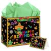 EIGHTSTATES Large Mexican Birthday Gift Bag Mexican Fiesta Birthday Gift Bag with Greeting Card & Tissue Paper Taco Cactus Themed Bday Decorations Supplies for Boys Girls Kids view 1