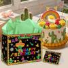 EIGHTSTATES Large Mexican Birthday Gift Bag Mexican Fiesta Birthday Gift Bag with Greeting Card & Tissue Paper Taco Cactus Themed Bday Decorations Supplies for Boys Girls Kids view 2
