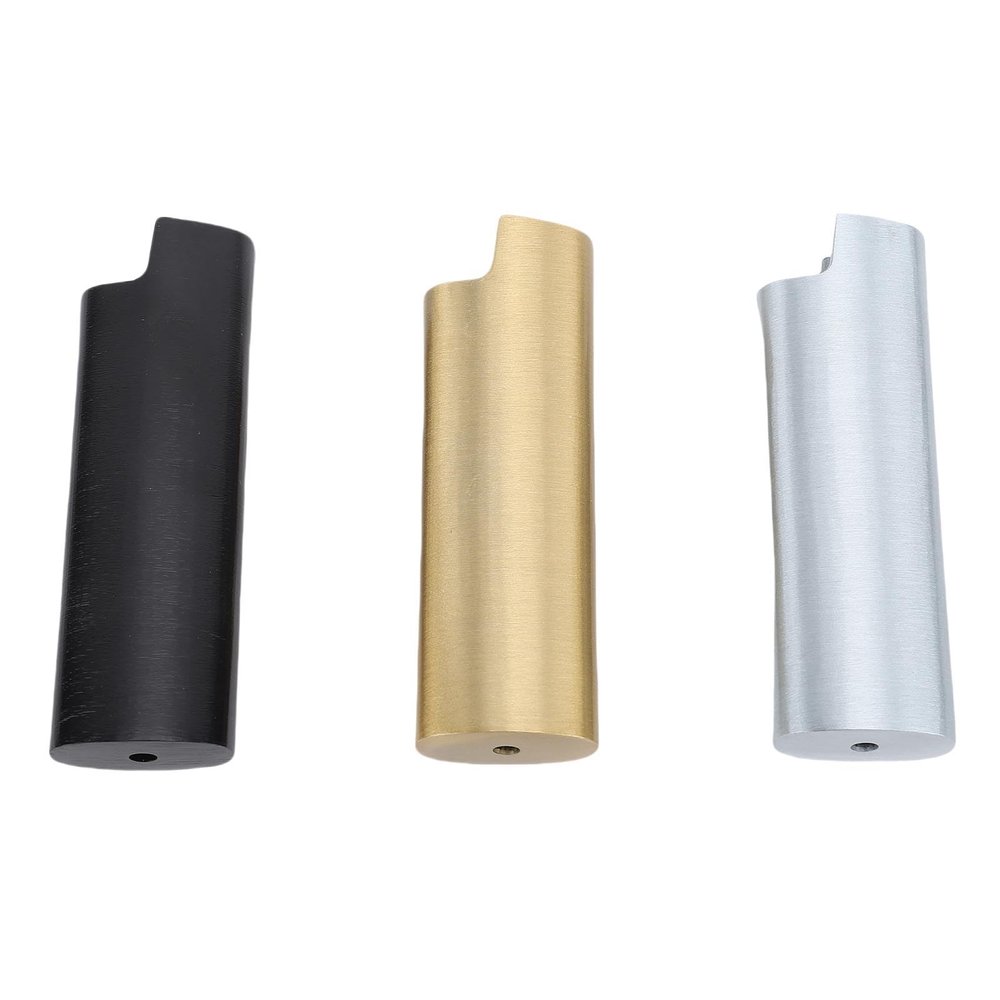 3Pcs Metal Lighter Case 8cm Length Black Gold Silver Zinc Alloy Lighter Cover Holder Set for Traveling Party Bar