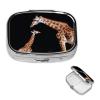 Mother Baby Giraffe Pill Box Round Pill Case for Pocket Purse 2 Compartment Medicine Pill Organizer Cute Portable Travel Pillbox Vitamin Cod Liver Oil Storage Box Unique Gift Organizer view 1